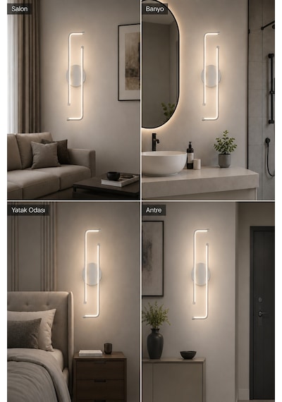 AvizeGO Noka Modern Led Duvar Apliği Günışığı Gri