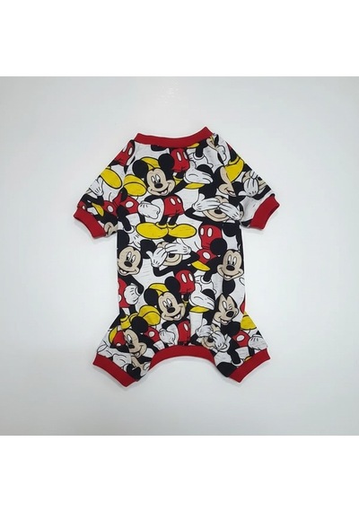 Miniş Mikili Kırmızılı Küçük Irk Köpek Esnek Sweatshirt Penye Tulum Pijama -21597