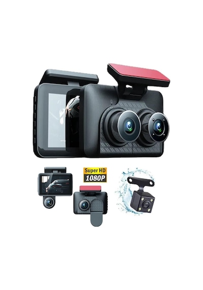 Araç İçi Hd Kamera Video Kaydedici 3 Kamera 1080p Full Hd Araç Kamerası Wdr G-sensor 5mp Büyük Ekran