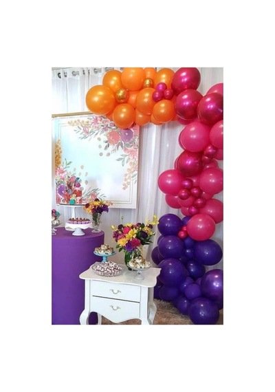 Fuşya Turuncu Mor Renklerde Balon Zinciri Mix