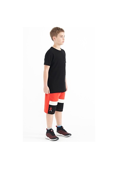 Tommylife Tommy Life Fiesta Renkli Baskılı Bağcıklı Nakış Detaylı Standart Kalıp Erkek Çocuk Şort - 11129 Kırmızı