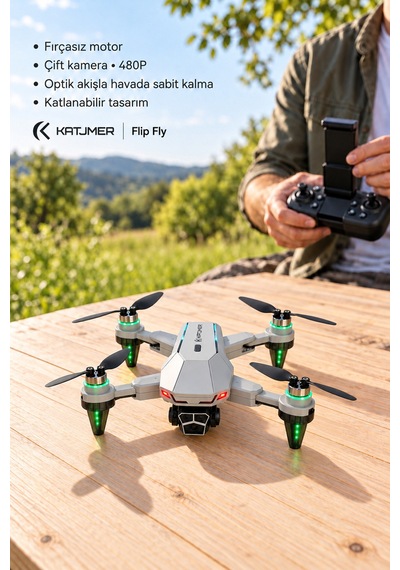 S109 Flip Fly Çift Kameralı Katlanabilir Drone 480p, Fırçasız Motor, Wi-fi Görüntü Aktarımı, Optik Akış, 156,6 G Gri