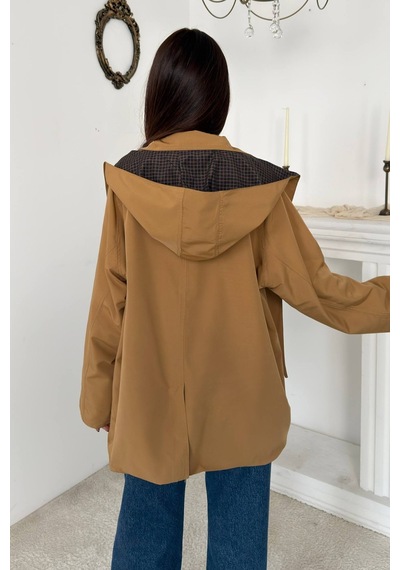 Alemdarshop Camel Kapşonlu Ceket