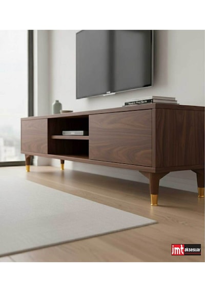 Puma 15 Cm Ceviz-altın 6'lı Set Mobilya Kanepe Tv Ünitesi Dolap Konsol Ve Destek Ayağı Ceviz-altın
