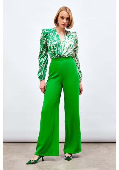 Sateen Salaş Krep Pantolon - Yeşil