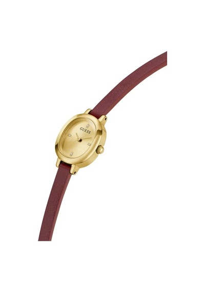 Guess Gugw0925l7 Bordo Deri Kordon Oval Kadın Kol Saati Altın