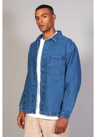 Little Cup Jeans Co Erkek Gömlek Model Oversize Denim Koyu Mavi Ceket Açık Mavi