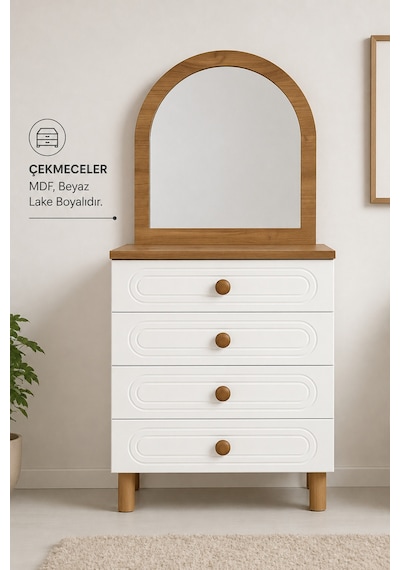 Şifonyer Aynalı Mdf Beyaz Lake 4 Çekmeceli Suntalam Gövde Modern Şifonyer Makyaj Masası Konsol Dolap Beyaz Şifonyer Aynalı Mdf Beyaz Lake 4 Çekmeceli Suntalam Gövde Modern Şifonyer Makyaj Masası Konsol Dolap Beyaz