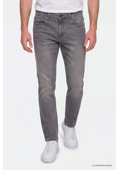 Ac&Co / Altınyıldız Classics Erkek Grı Pamuklu Comfort Fit Rahat Kesim 5 Cepli Esnek Rahat Jean Kot Denim Pantolon Gri