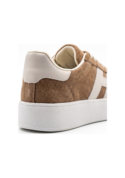 V.S.H Velvet Kadın Yüksek Tabanlı Sneaker Leopar Desen Spor Ayakkabı Terra-2519 Vizon