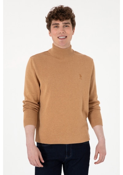 U.S. Polo Assn. Erkek Slim Fit Yarım Balıkçı Yaka Camel Melanj Basic Kazak 50288887-VR122 U.S. Polo Assn. Erkek Slim Fit Yarım Balıkçı Yaka Camel Melanj Basic Kazak 50288887-VR122