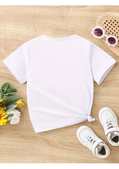 Uyguntarz Çocuk Kiiraz Ağacı Baskılı Pamuklu Tshirt Beyaz