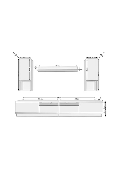 Decoraktiv Trendstyle 5220das Mdf Tv Ünitesi Tv Sehpası Beyaz - Siyah Mermer