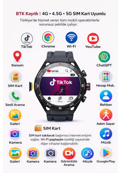 Sim Kartlı Btk Kayıtlı Android Akıllı Saat Wi-fi Paylaşma Sosyal Medya, Oyun, Gps Android İşletim Sistemi Akıllı Saat Siyah - 906729376 Sim Kartlı Btk Kayıtlı Android Akıllı Saat Wi-fi Paylaşma Sosyal Medya, Oyun, Gps Android İşletim Sistemi Akıllı Saat Siyah - 906729376