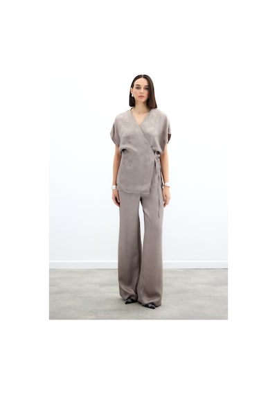 Sateen Cepli Bol Pantolon - Vizon-136043 Vizon