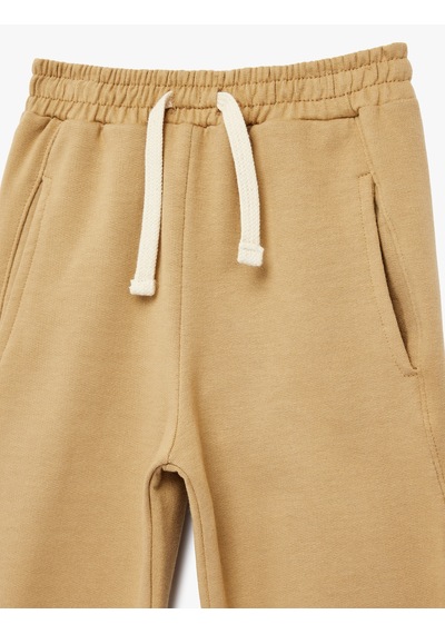 Koton Pamuklu Beli Bağcıklı Bacis Jogger Eşofman Altı Bej 6wmb40121tk Ekru