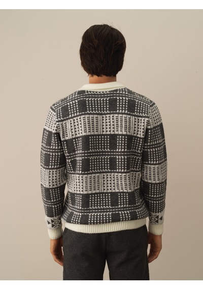 Xint Kırık Beyaz Lüks Pamuk Dokulu Regular Fit Kazak 801760