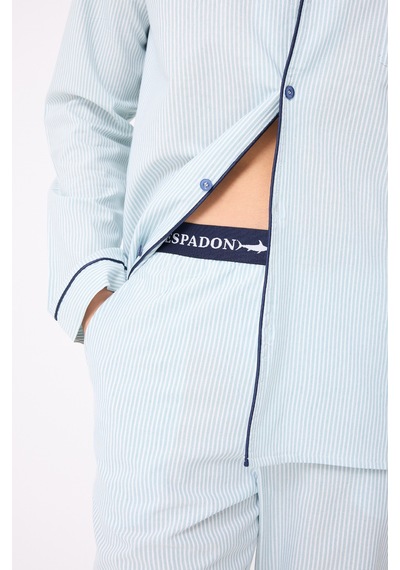 L'espadon Marısılk Premium Dokuma Uzun Kollu Uzun Paçalı Erkek Pijama Takımı-3320 Nane Yeşili