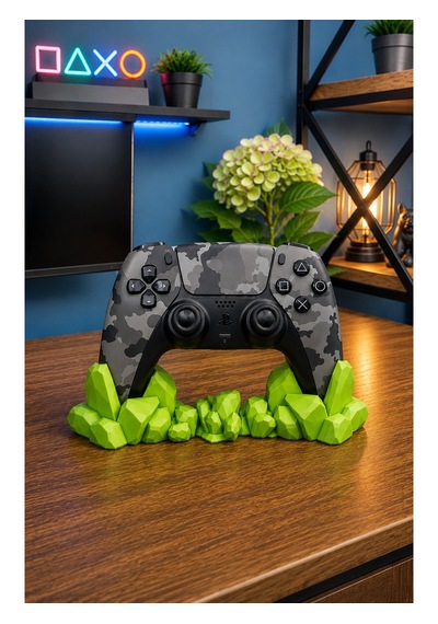 Veriqo 3d Ps5 Uyumlu Gamepad Standı Kristal Tasarımlı Oyun Kolu Tutucu Masaüstü Controller Standı Yeşil