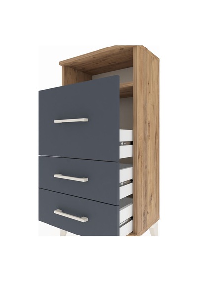 Arges Komodin Tek Raflı 3 Çekmeceli 44x30x96 Çam-antrasit Atlas Çam