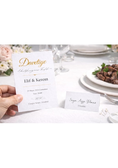 Boş Davetiye Ve Yemek Kartı Seti 300 Gr Yerli Bristol 1. Hamur Kalın Karton 10x15 Cm Daveti