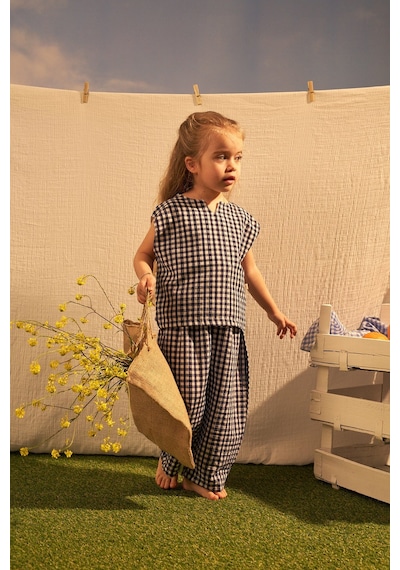 Oh La La Koala Lacivert Daisy Picnic Serisi Balon Pantolonlu İkili Takim