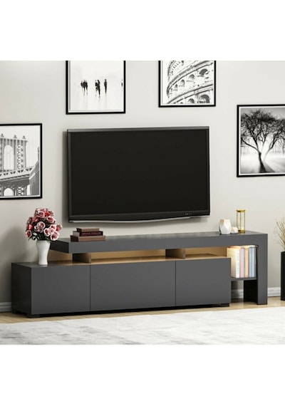 Bmdekor Tv Sehpası Buğra Antrasit Led Işıklı