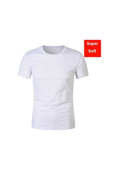 Pazarız Pembecin Basic Bisiklet Yaka Beyaz Erkek T-shirt Penye Beyaz