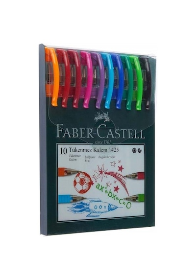 Faber Castell Okul Ve Sınav Seti 1425 Tükenmez Kalem 10 Renk Ve 3 Adet Econ 0.7 Uçlu Kalem Çok Renkli