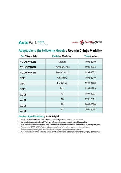 Volkswagen, Seat, Audi İçin Döşeme Klipsi- 10'lu