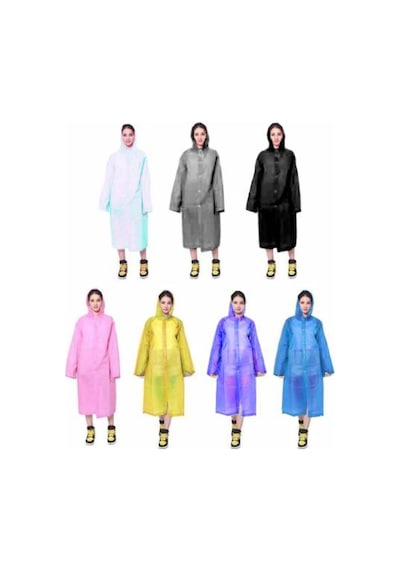 Kapüşonlu Unisex Yetişkin Renkli Yağmurluk - Standart Kalıp Şeffa