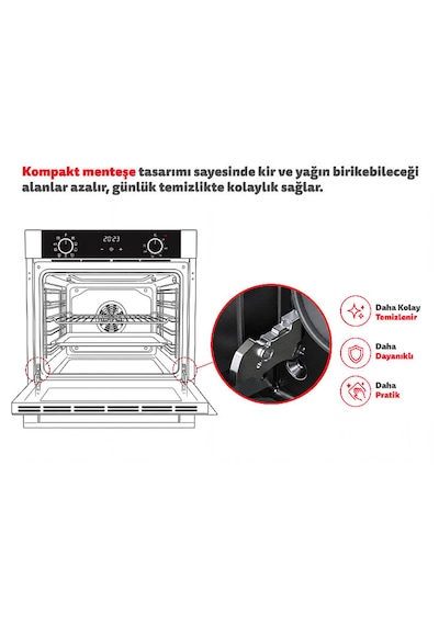 Simfer Trend Mekanik Siyah Turbo Özellikli Cam Ocaklı 3'lü Ankastre Set