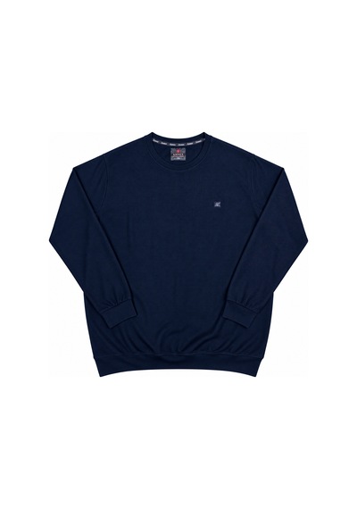 Annex Büyük Beden Basic Waffle Kumaş Erkek Sweatshirt Lacivert