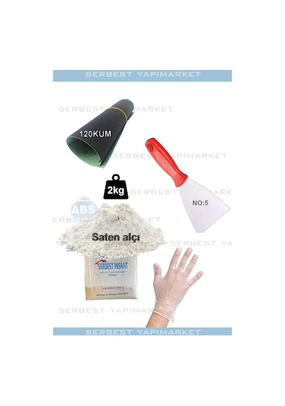 Duvar Tamir Seti 2 Kg Saten Alçı Spatula Eldiven