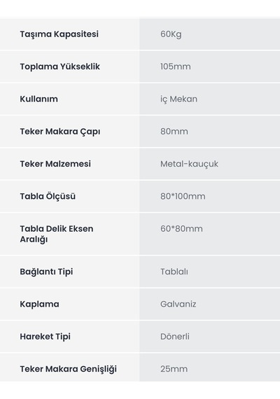 Hts 611 Slb 80 Lik Tablalı Frenli Teker Belirtilmemiş