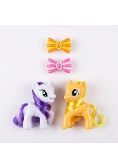 2'li Sevimli Pony Ve Unicorn Figür Oyuncak Seti - Tokalı Aksesuar Hediyeli