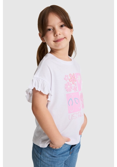 U.S. Polo Assn. Kız Çocuk Beyaz Tişört 50325654-vr013