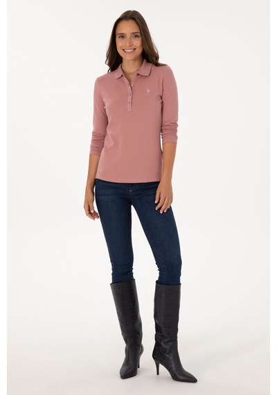 U.S. Polo Assn. Kadın Gül Kurusu Basic Polo Yaka Sweatshırt 50307755-VR221
