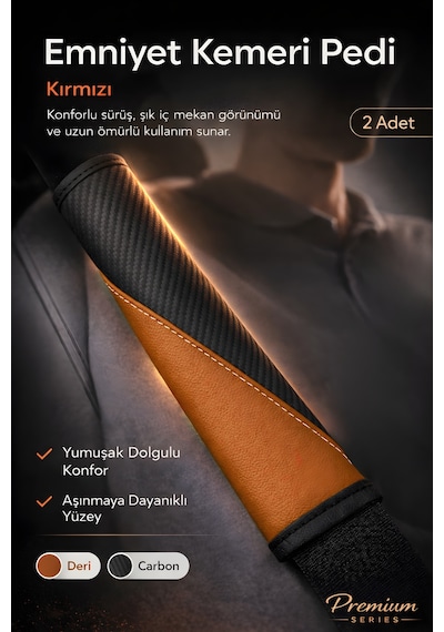 Emniyet Kemeri Kılıfı 2 Adet Deri Carbon Yumuşak Dolgulu Boyun Konfor Emniyet Kemer Pedi - Kmrx5