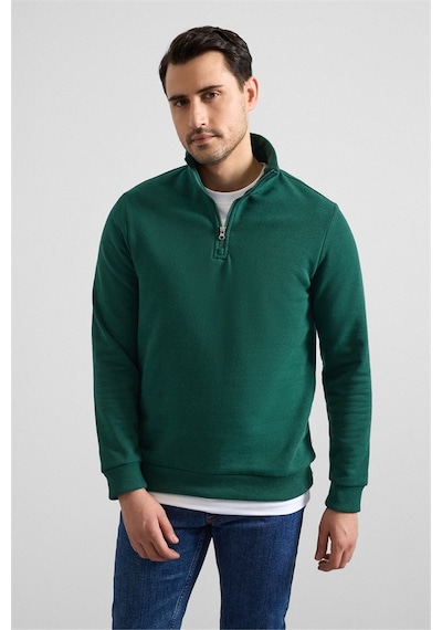 Süvari Koyu Yeşil Regular Düz Yarım Balıkçı Yaka Sweatshirt Ssw2013700001-y05 Koyu Yeşil