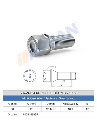20 Adet Vw/audi/seat/skoda Bijon Civatası