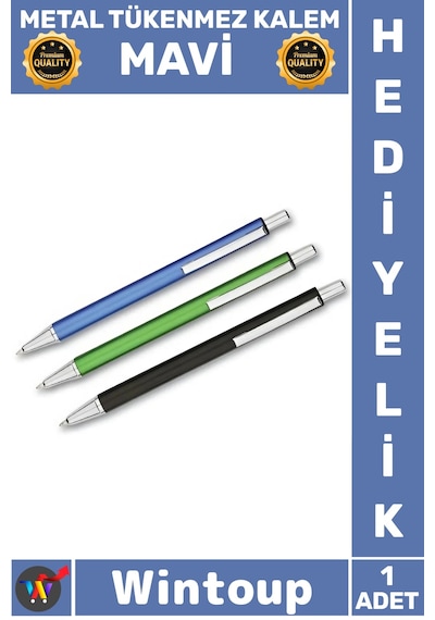 Tükenmezkalem Lüks Ofis Öğretmenler Günü Hediyelik Promosyon Kaliteli Tasarım Ergonomik Metal Tüken Çok Renkli