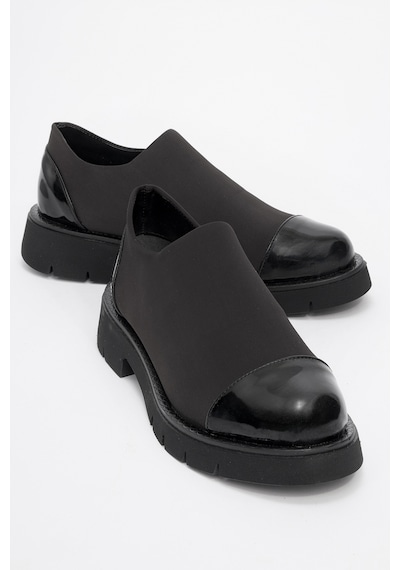 Luvishoes Luvi Shoes Panola Siyah Rugan Scuba Kadın Günlük Ayakkabı Siyah Rugan
