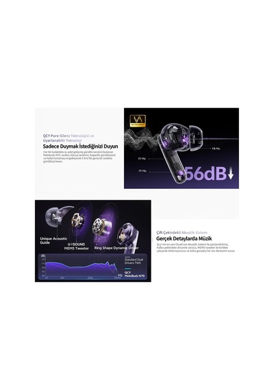 Melobuds N70, Bluetooth 5.2, Kulak İçi Kulaklık, Siyah, Hi-res Audio, Ldac, 50db Hibrit Anc, 50 Saat Pil Ömrü, Kablosuz Şarj