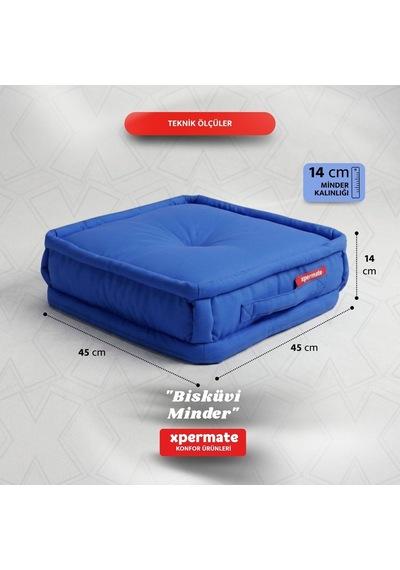 Xpermate Bisküvi Minder Petek Önü Fransız 45x45x14 Mavi