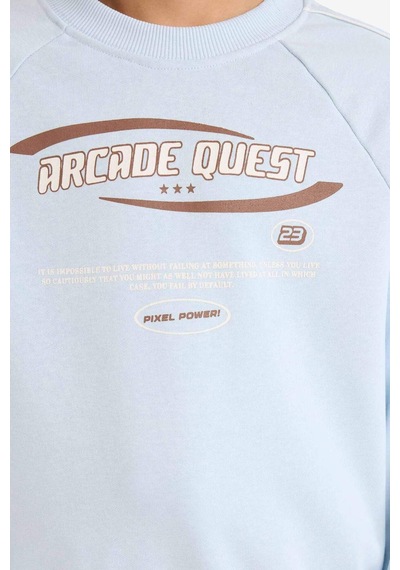 Defacto Erkek Çocuk 2li Takım Baskılı Sweatshirt Eşofman Altı G8060a825cwbe177 Mavi-be177