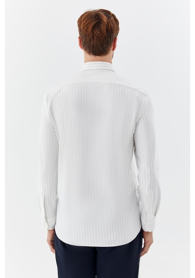 Sabri Özel Erkek Beyaz-siyah Dar Kesim Slim Fit Pamuklu Çizgili Uzun Kollu Klasik Yaka Gömlek Siyah - Beyaz Sabri Özel Erkek Beyaz-siyah Dar Kesim Slim Fit Pamuklu Çizgili Uzun Kollu Klasik Yaka Gömlek Siyah - Beyaz