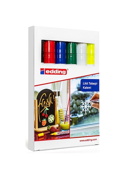 Edding 4095 Sıvı Tebeşir Markör Set 2-3 Mm Yuvarlak Uç 6'Lı