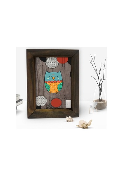 Bk Gift Baykuş Tasarımlı Dekoratif Doğal Masif Ahşap Çerçeve 15X2 (500610013)