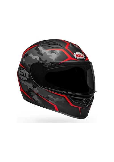 Bell Qualifier Stealth Camo Kapalı Kask (Mat Siyah-Kırmızı)